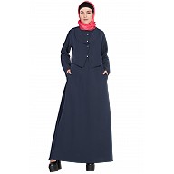 Casual abaya with extra jacket- Navy-Blue